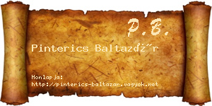 Pinterics Baltazár névjegykártya